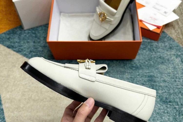 Giày Lười Hermes Impact Loafer Blanc De Paris Màu Trắng