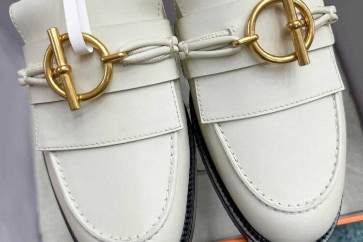 Giày Lười Hermes Impact Loafer Blanc De Paris Màu Trắng