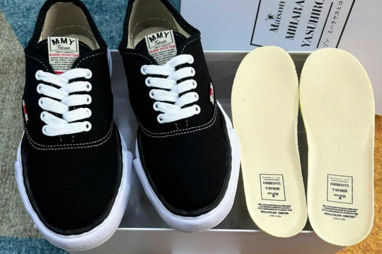 Giày Maison MMY Baker Canvas Low Top Sneakers Black Đen