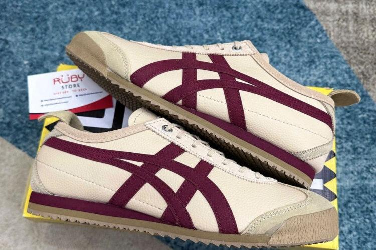 Giày Onitsuka Tiger Mexico 66 SD Beige Beet Juice Màu Be Sọc Đỏ