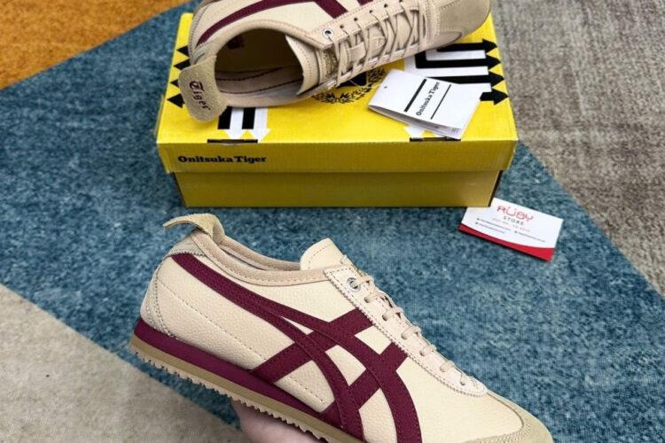 Giày Onitsuka Tiger Mexico 66 SD Beige Beet Juice Màu Be Sọc Đỏ