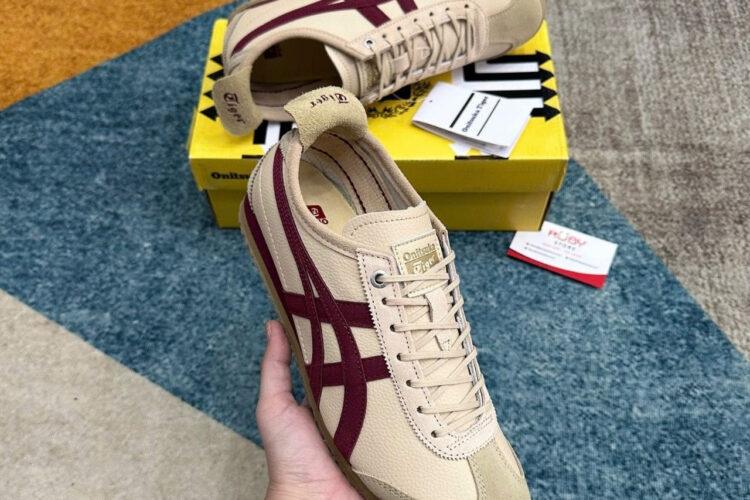 Giày Onitsuka Tiger Mexico 66 SD Beige Beet Juice Màu Be Sọc Đỏ
