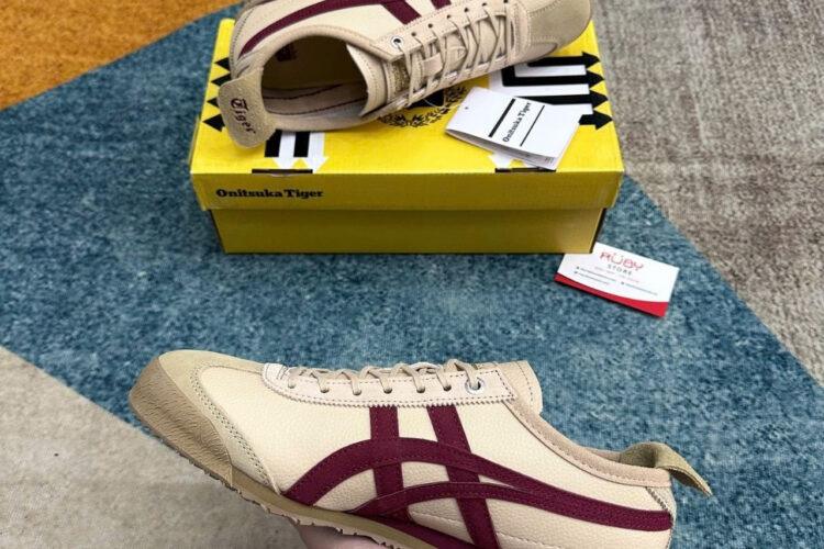 Giày Onitsuka Tiger Mexico 66 SD Beige Beet Juice Màu Be Sọc Đỏ