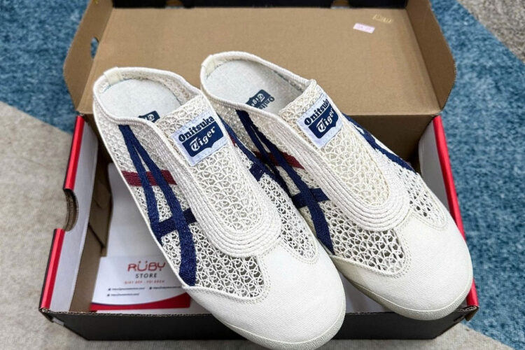 Giày Onitsuka Tiger Mexico 66 Sabot Cream Mako Blue Kem Xanh Dương
