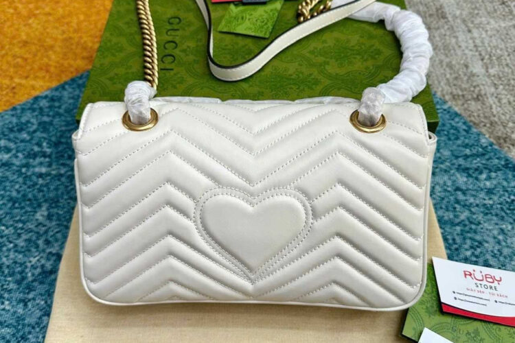 Túi Gucci GG Marmont small shoulder bag Size 26 White Trắng