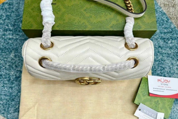Túi Gucci GG Marmont small shoulder bag Size 26 White Trắng