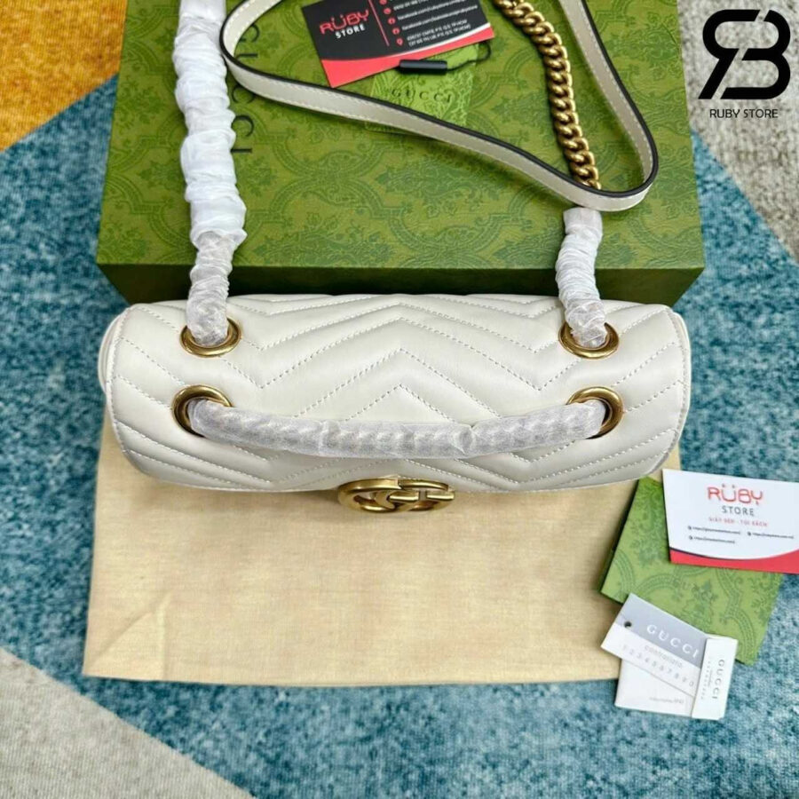 Túi Gucci GG Marmont small shoulder bag Size 26 White Trắng