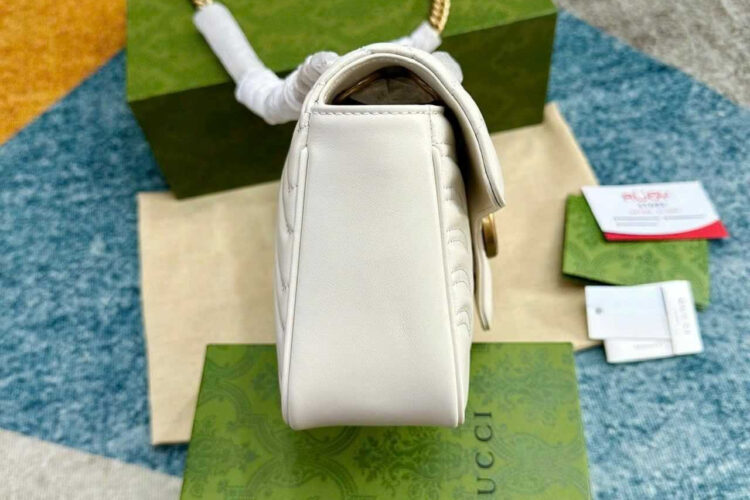Túi Gucci GG Marmont small shoulder bag Size 26 White Trắng