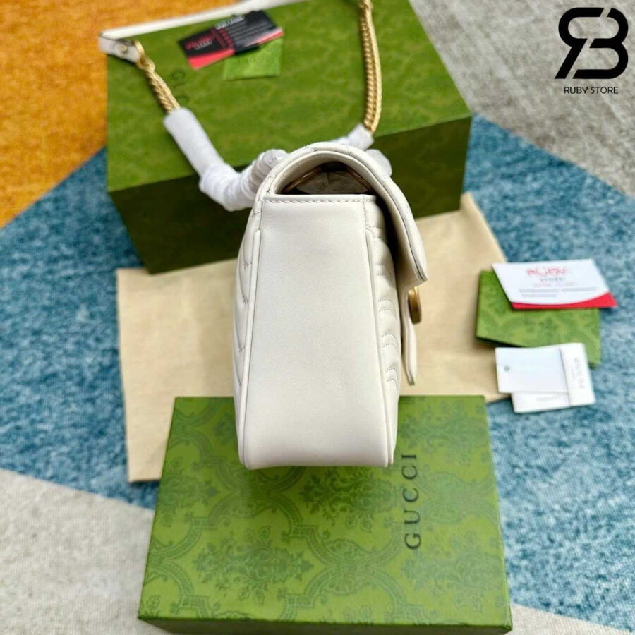 Túi Gucci GG Marmont small shoulder bag Size 26 White Trắng