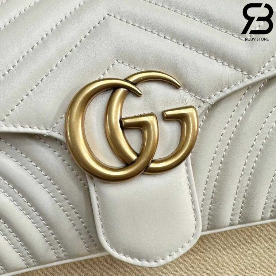 Túi Gucci GG Marmont small shoulder bag Size 26 White Trắng