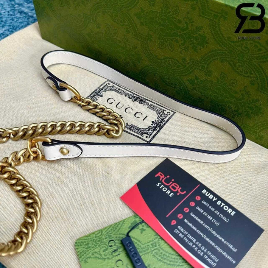 Túi Gucci GG Marmont small shoulder bag Size 26 White Trắng
