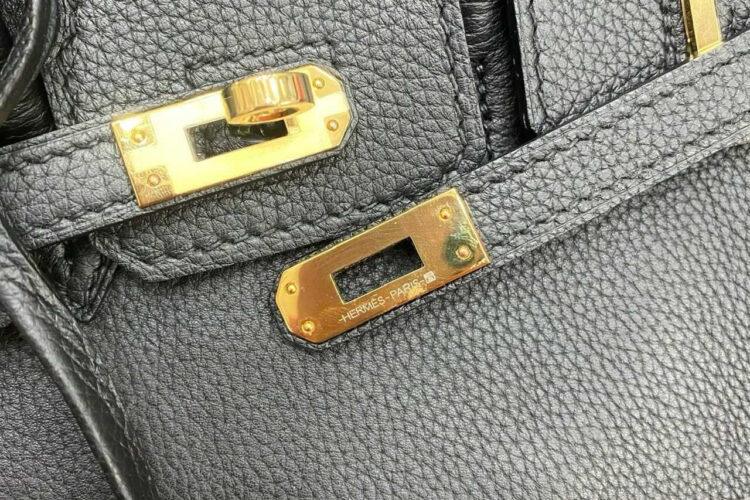 Túi Hermes Birkin 25 Noir Black Togo GHW khâu tay đen