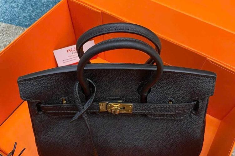 Túi Hermes Birkin 25 Noir Black Togo GHW khâu tay đen