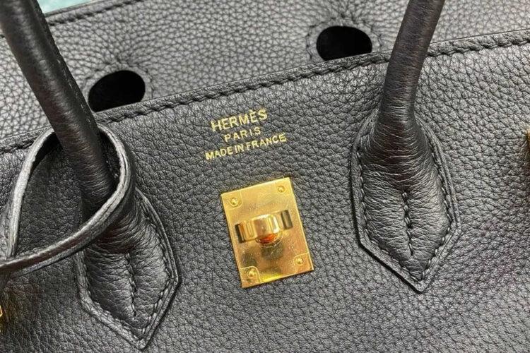 Túi Hermes Birkin 25 Noir Black Togo GHW khâu tay đen