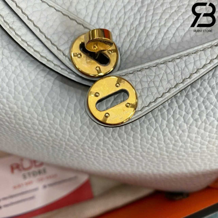 Túi Hermes Lindy 19 Blue Pale Clement GHW Da Nhập