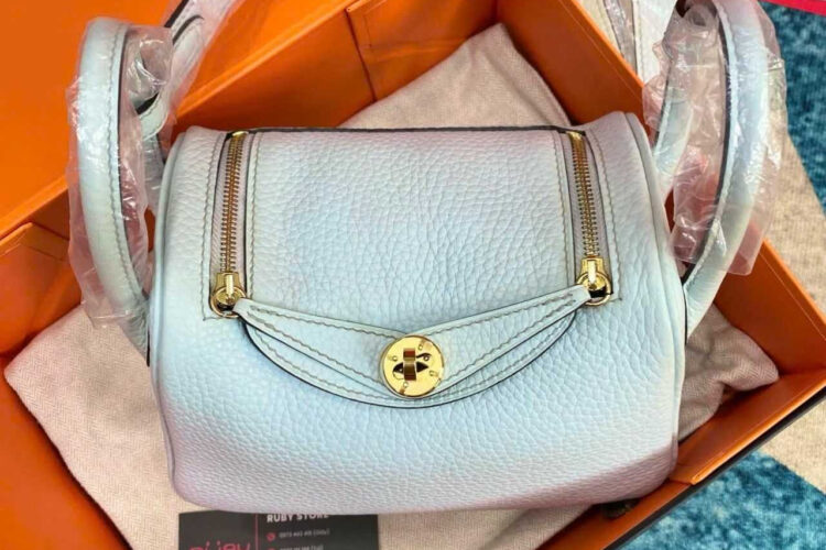 Túi Hermes Lindy 19 Blue Pale Clement GHW Da Nhập
