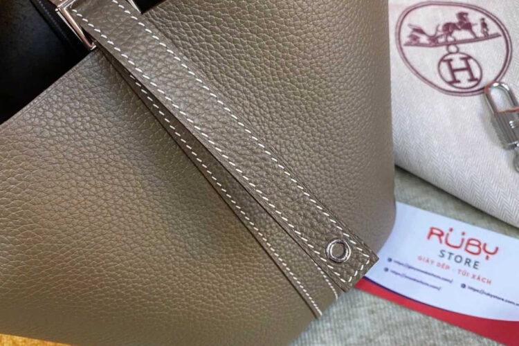 Túi Hermes Picotin 18 Etoupe Grey TC Leather SHW Màu Xám
