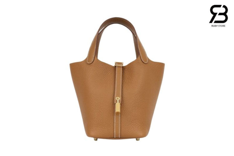 Túi Hermes Picotin 18 Gold Brown TC Leather GHW Màu Nâu