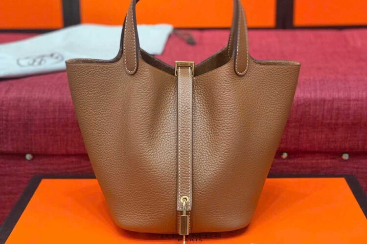 Túi Hermes Picotin 18 Gold Brown TC Leather GHW Màu Nâu
