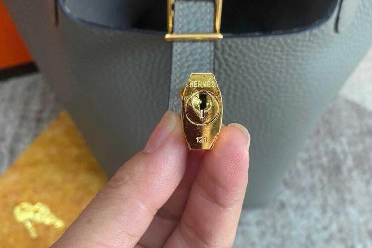 Túi Hermes Picotin 18 Gris Meyer TC Leather GHW Màu Xám