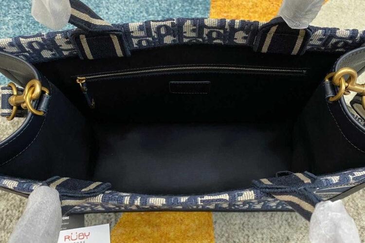 Túi Medium Dior Book Tote Blue Oblique And Calfskin