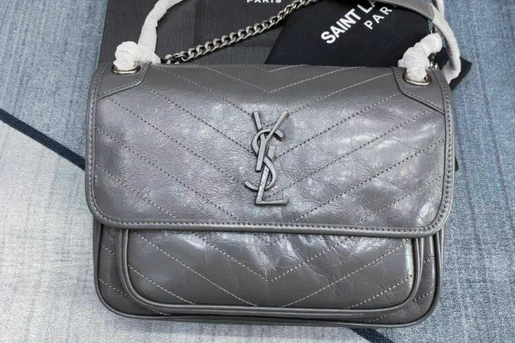 Túi YSL Niki Medium In Grey Vintage Leather Màu Xám