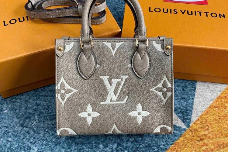 túi LV OnTheGo BB M47054 Dove Cream Monogram Empreinte nâu kem