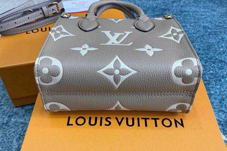 túi LV OnTheGo BB M47054 Dove Cream Monogram Empreinte nâu kem