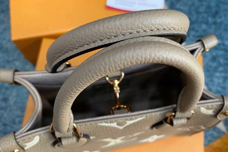 túi LV OnTheGo BB M47054 Dove Cream Monogram Empreinte nâu kem
