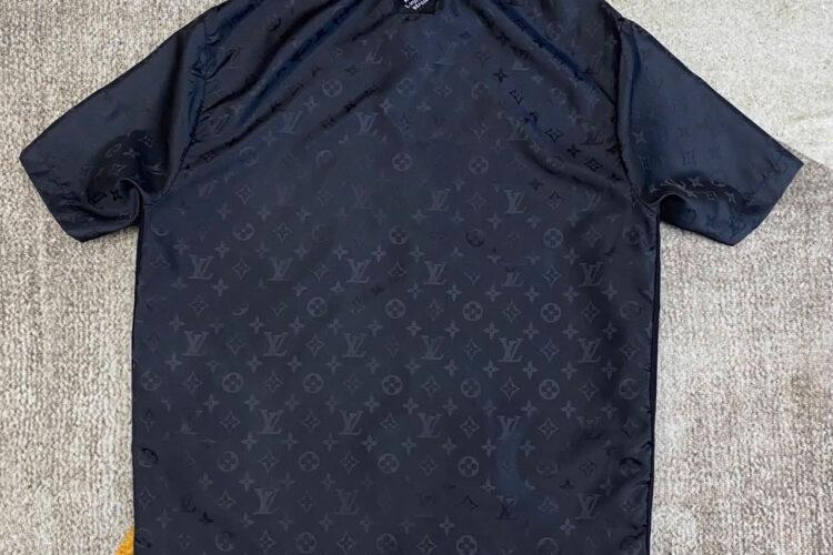 Áo Sơ Mi LV Monogram Moire Jacquard Short-Sleeved Silk Shirt đen