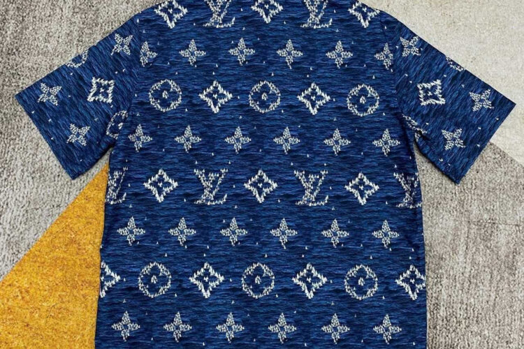 Áo Sơ Mi LV Printed Monogram Short-Sleeved Shirt Blue Ocean