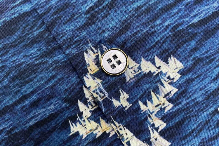 Áo Sơ Mi LV Printed Monogram Short-Sleeved Shirt Blue Ocean