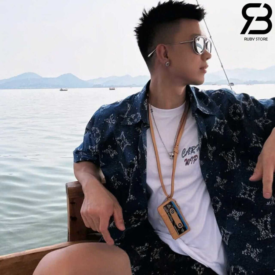 Áo Sơ Mi LV Printed Monogram Short-Sleeved Shirt Blue Ocean