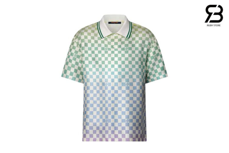 Áo Thun LV Damier Gradient Printed Silk Polo 1AGTPT