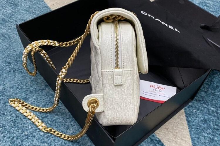 Ba Lô CN 22 Melody Backpack White Caviar GHW 20CM