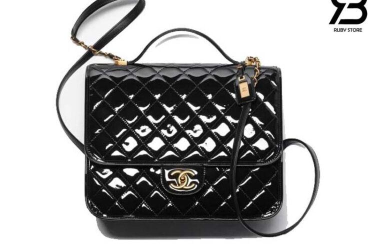 Ba Lô CN 22FW Large Backpack Màu đen Bóng Da Bê GHW 31.5CM
