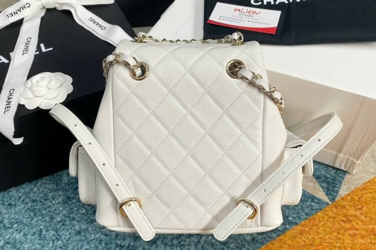 Ba Lô CN 23-24FW Duma Backpack White Caviar GHW Màu Trắng Best Pháp