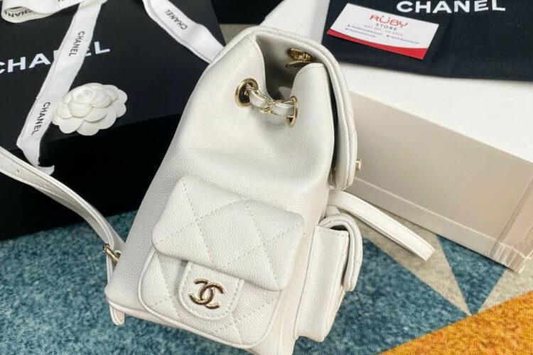 Ba Lô CN 23-24FW Duma Backpack White Caviar GHW Màu Trắng Best Pháp