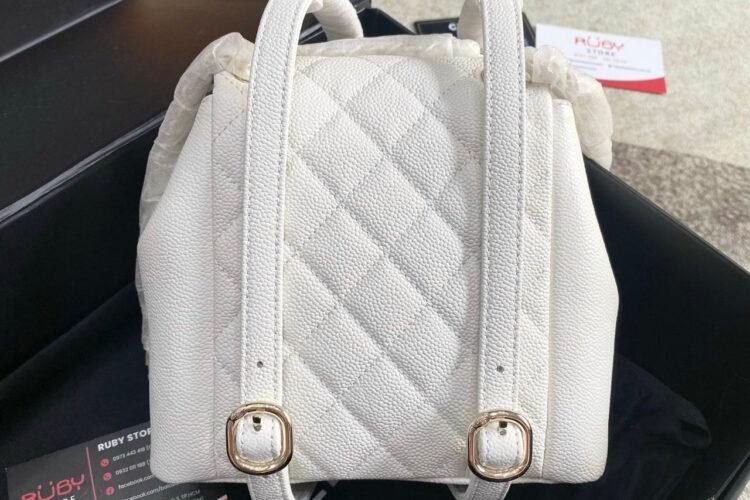 Ba Lô CN 23SS Mini Duma Backpack White Caviar GHW Màu Trắng