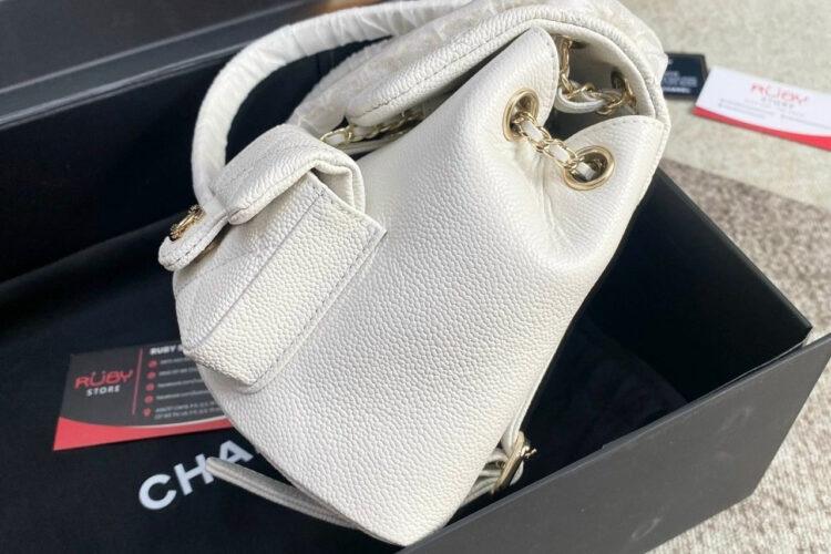 Ba Lô CN 23SS Mini Duma Backpack White Caviar GHW Màu Trắng
