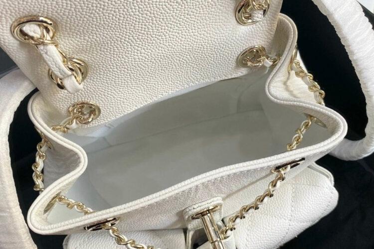 Ba Lô CN 23SS Mini Duma Backpack White Caviar GHW Màu Trắng