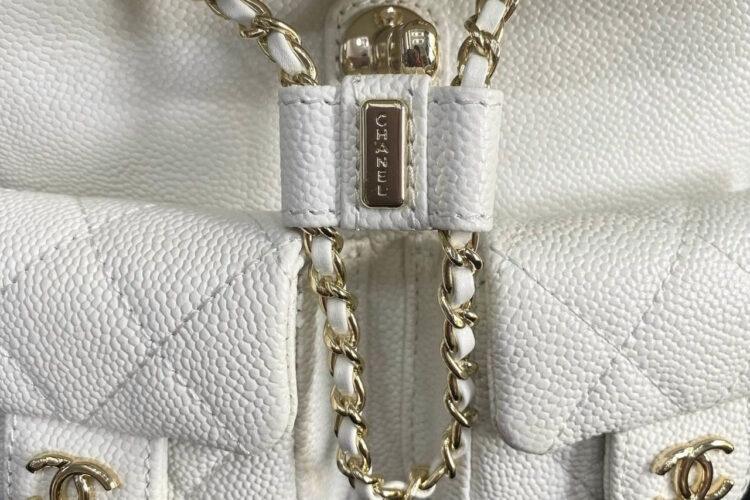 Ba Lô CN 23SS Mini Duma Backpack White Caviar GHW Màu Trắng