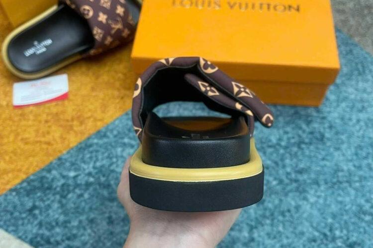 Dép LV Pool Pillow Flat Comfort Mule Brown Monogram Nâu