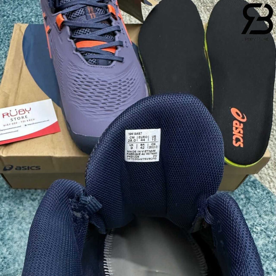 Giày Asics Gel-Resolution X Greyish Purple Nova Orange Tím Cam