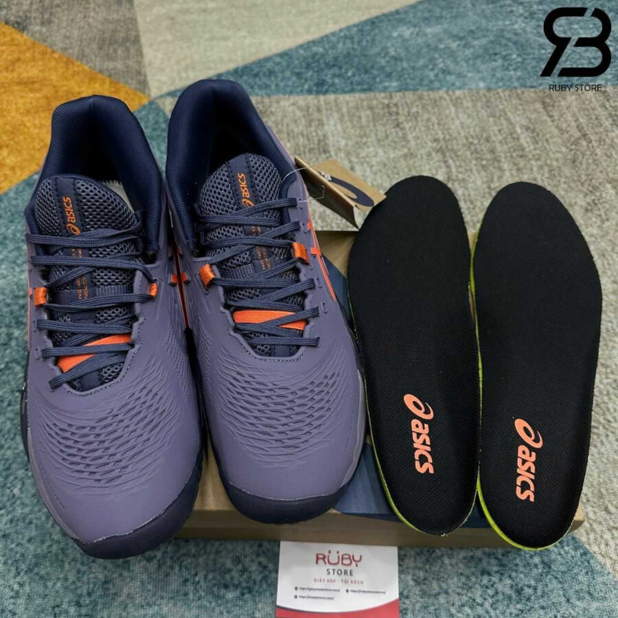 Giày Asics Gel-Resolution X Greyish Purple Nova Orange Tím Cam