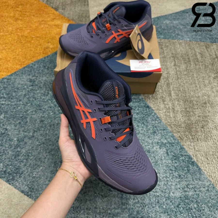 Giày Asics Gel-Resolution X Greyish Purple Nova Orange Tím Cam