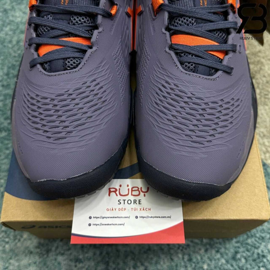 Giày Asics Gel-Resolution X Greyish Purple Nova Orange Tím Cam