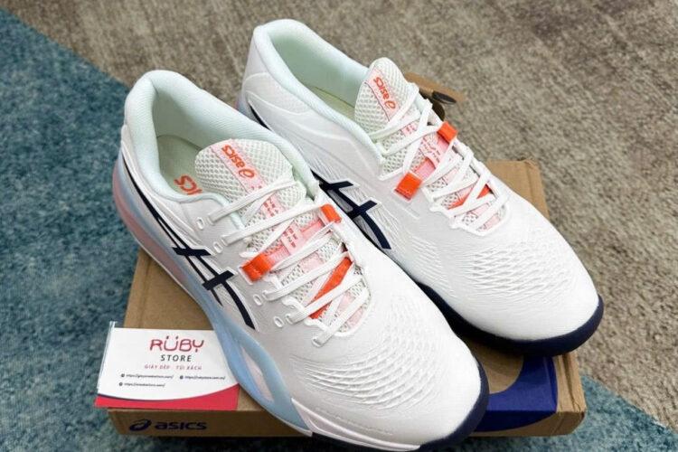Giày Asics Gel-Resolution X White Indigo Fog Trắng đen cam