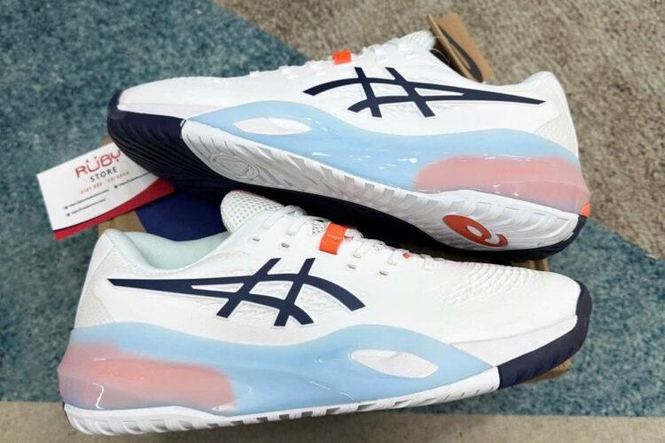 Giày Asics Gel-Resolution X White Indigo Fog Trắng đen cam
