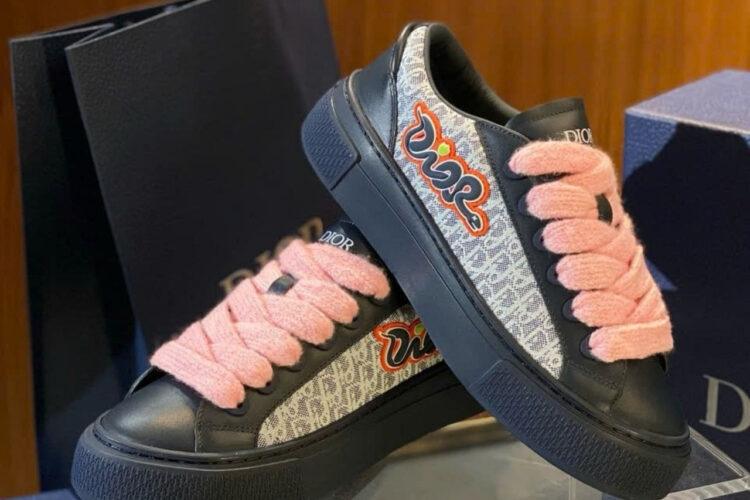 Giày Dior And Kaws B33 Navy Blue Calfskin Xanh